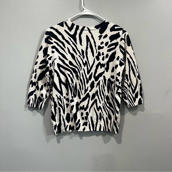 Women’s leopard black and white print cardigan/size S - Picture 5 of 5